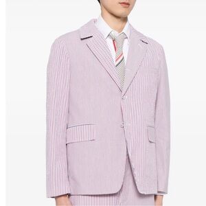 Thom Browne Red White blue Striped Blazer classic half lining in pincord